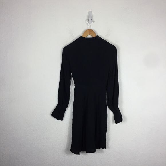 NWT J. Crew Black Drapey Long Sleeve Wrap Mini Dress Size 2 Workwear Classic - Picture 12 of 13